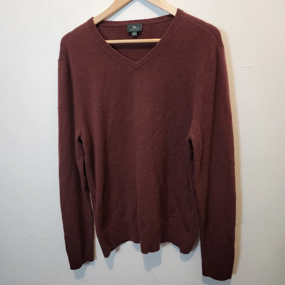 AG Adriano Goldschmied Wool / Cashmere V-Beck Burgundy Sweater L - Picture 1 of 4